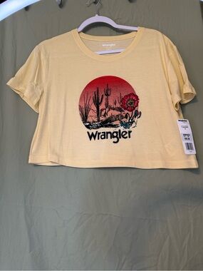 Wrangler Yellow Crop Tee with Red Desert Graphic